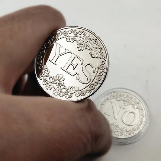 Diameter 25Mm Coin YES or NO Make Decision Commemorative Badge Double Sided Embossed Plating Collection Collect Coins Charm