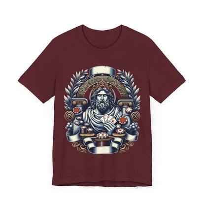 Poker Gawd Graphic t-shirt unisex short sleeve tee. For fashion, luck, poker players, and gamblers