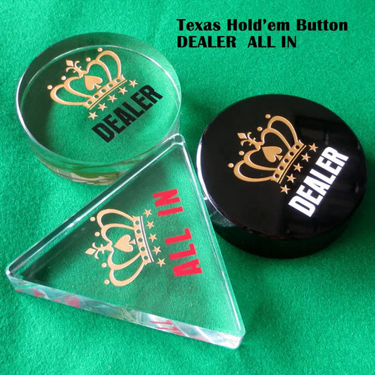 1Pc DEALER or ALL in Poker Button Texas Hold'Em Game DEALER Button Crystal