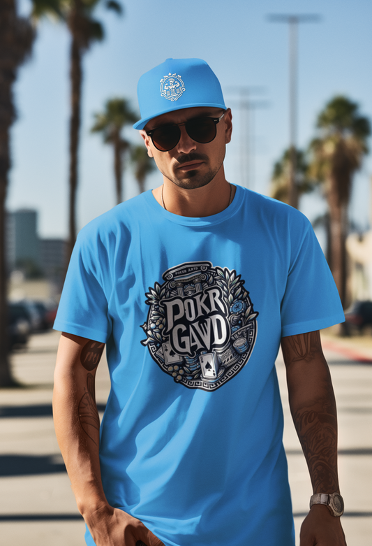 Poker Gawd Graphic t-shirt unisex short sleeve tee. For fashion, luck, poker players, and gamblers